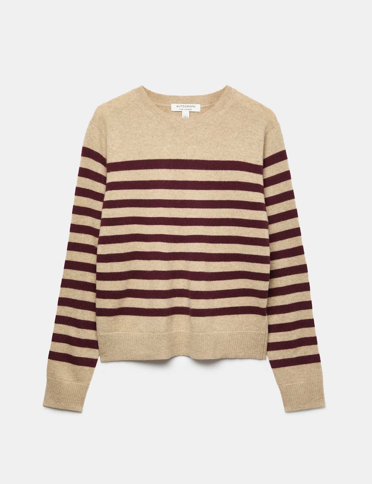 Women's Pure Cashmere Striped Crew Neck Jumper - Black | womens jumper | SAVINTARI