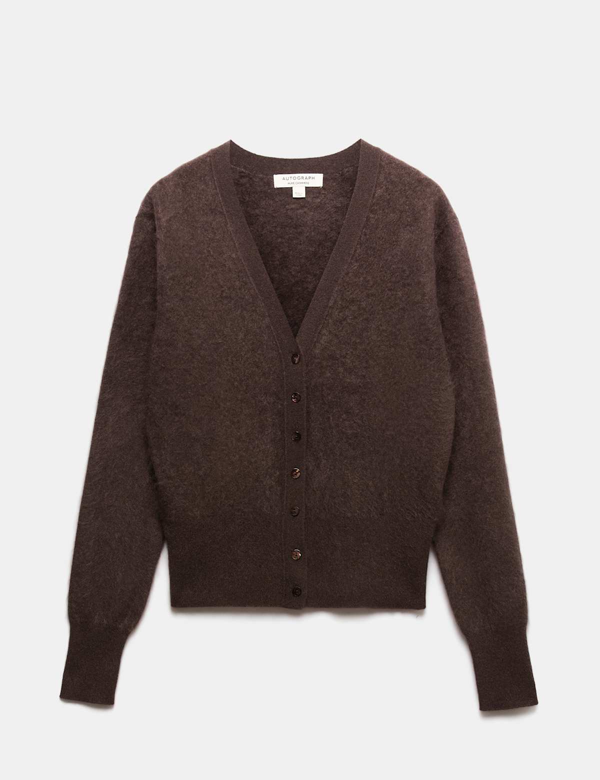 Women's Brushed Pure Cashmere V Neck Slim Cardigan - Black | cardigan | SAVINTARI