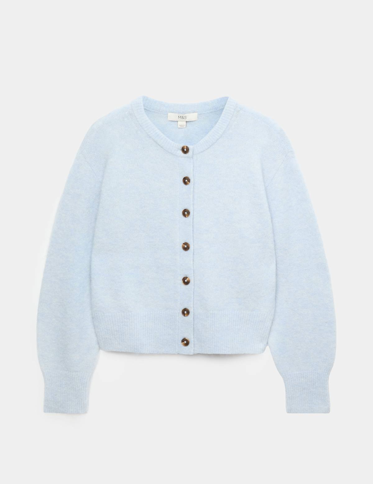 Women's Alpaca Blend Crew Neck Cardigan - Conker | cardigan | SAVINTARI