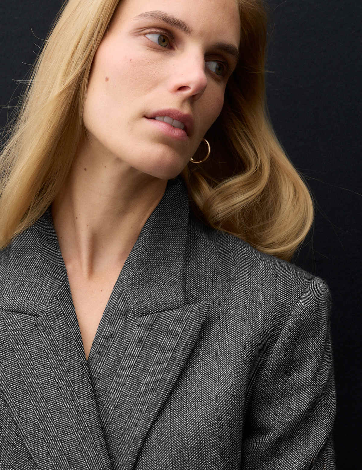 Women's Pure Wool Single Breasted Waisted Blazer - Grey | womens blazer | SAVINTARI