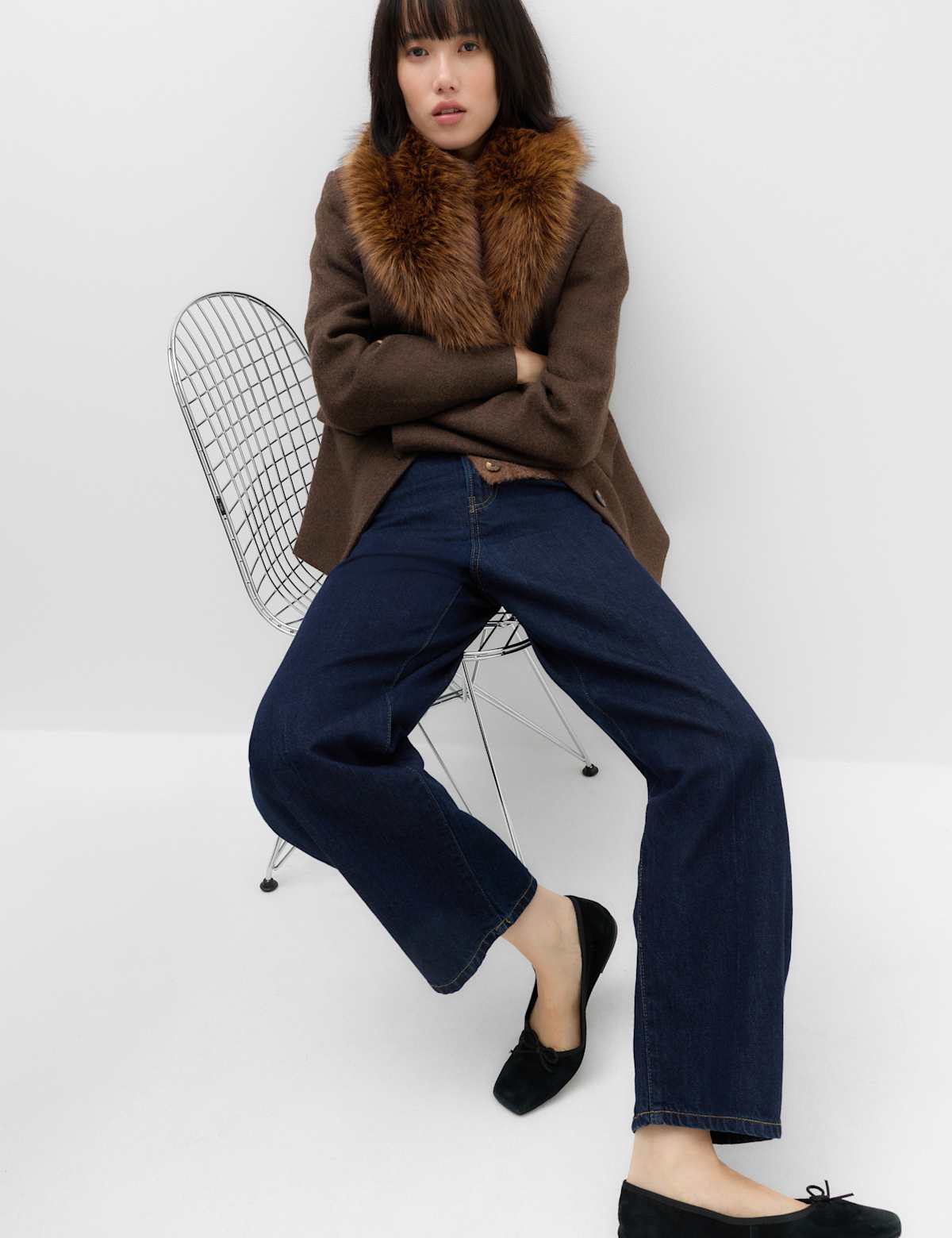 Women's Faux Fur Trim Textured Blazer - Camel | womens blazer | SAVINTARI
