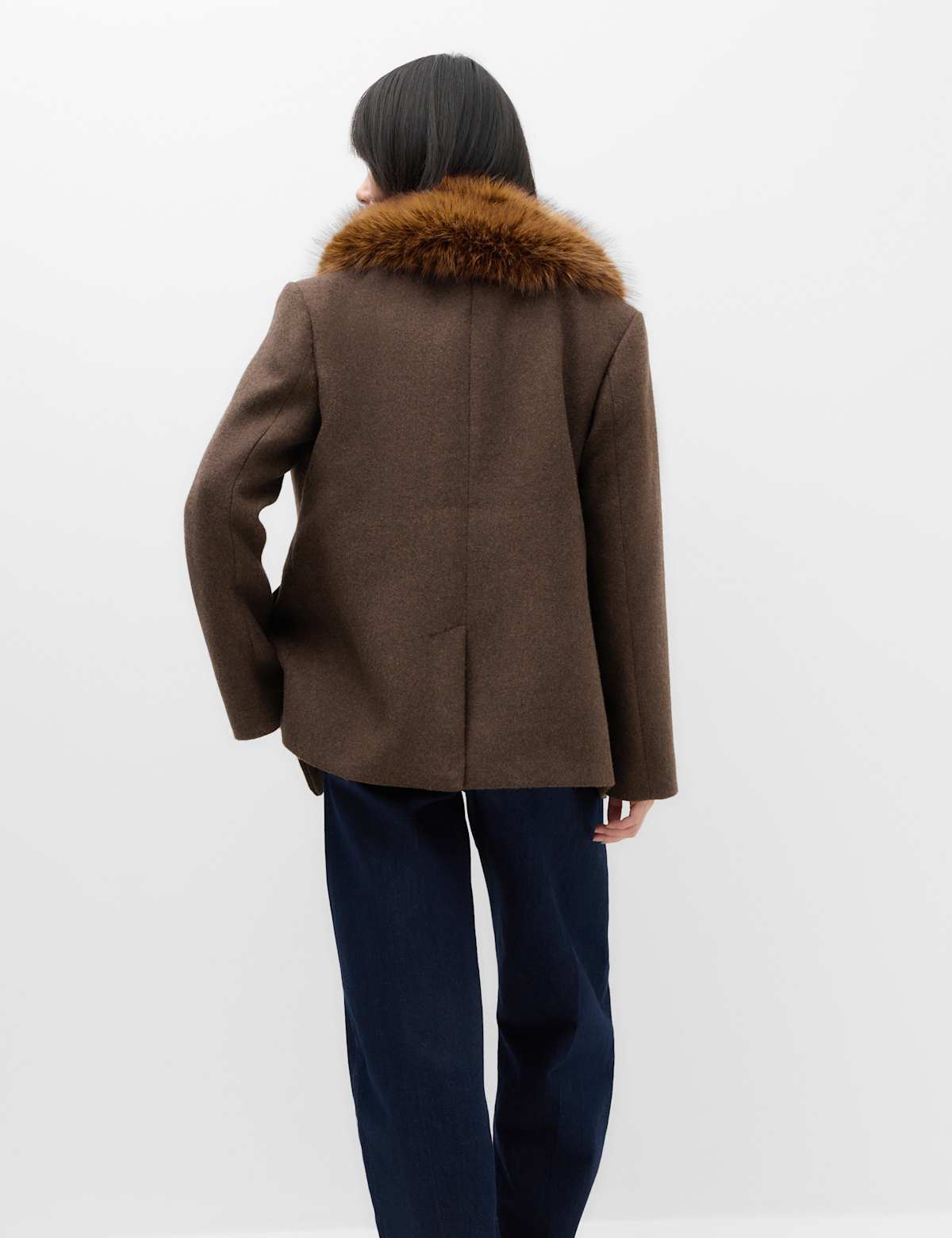 Women's Faux Fur Trim Textured Blazer - Camel | womens blazer | SAVINTARI