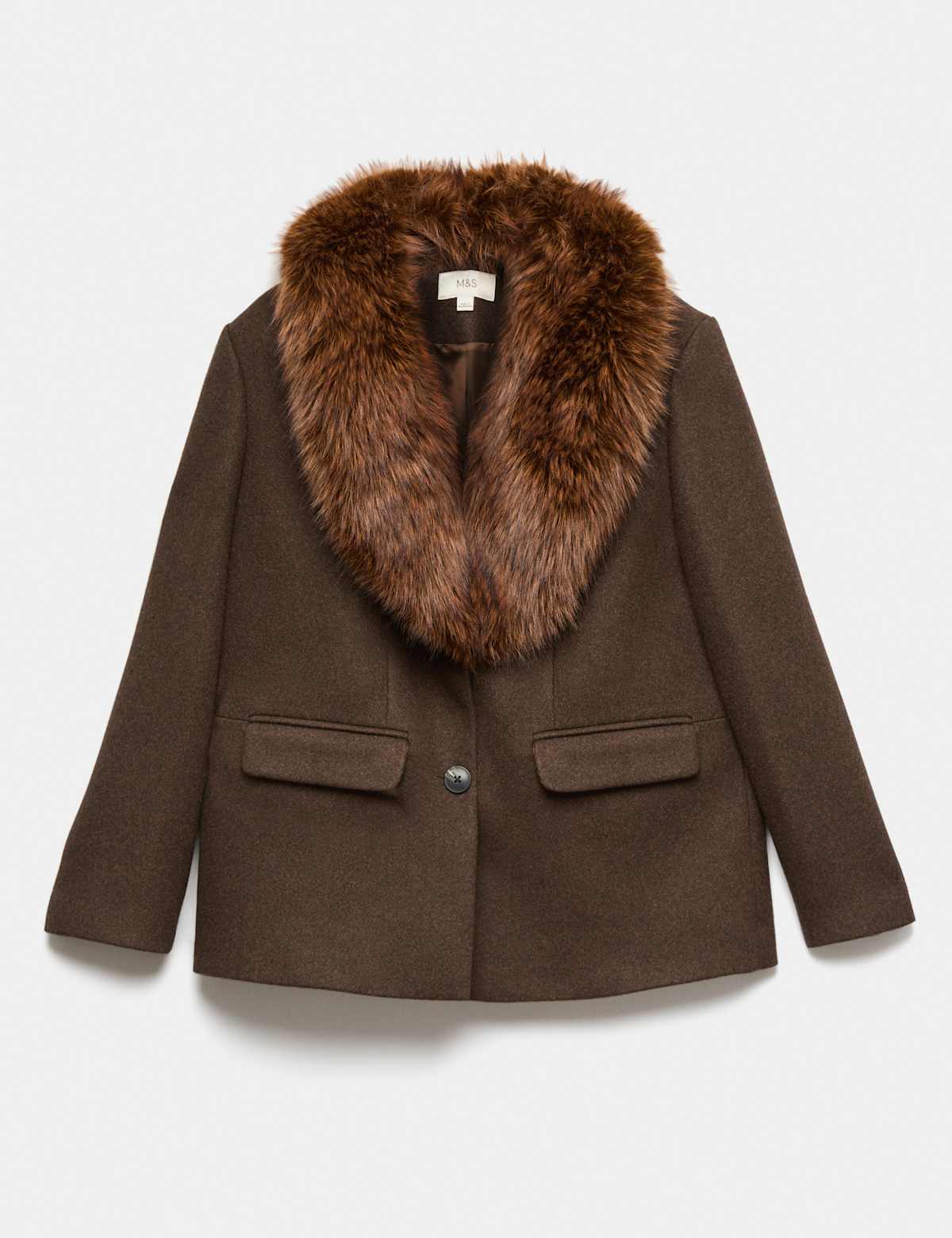 Women's Faux Fur Trim Textured Blazer - Camel | womens blazer | SAVINTARI