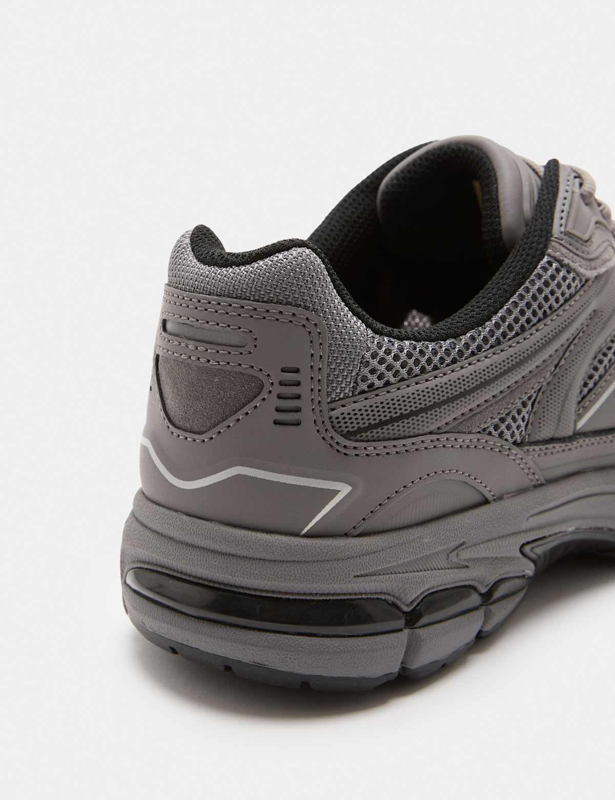 Men's Lifestyle Mesh Mix Lace up Trainers - Dark Grey Mix | mens trainers | SAVINTARI