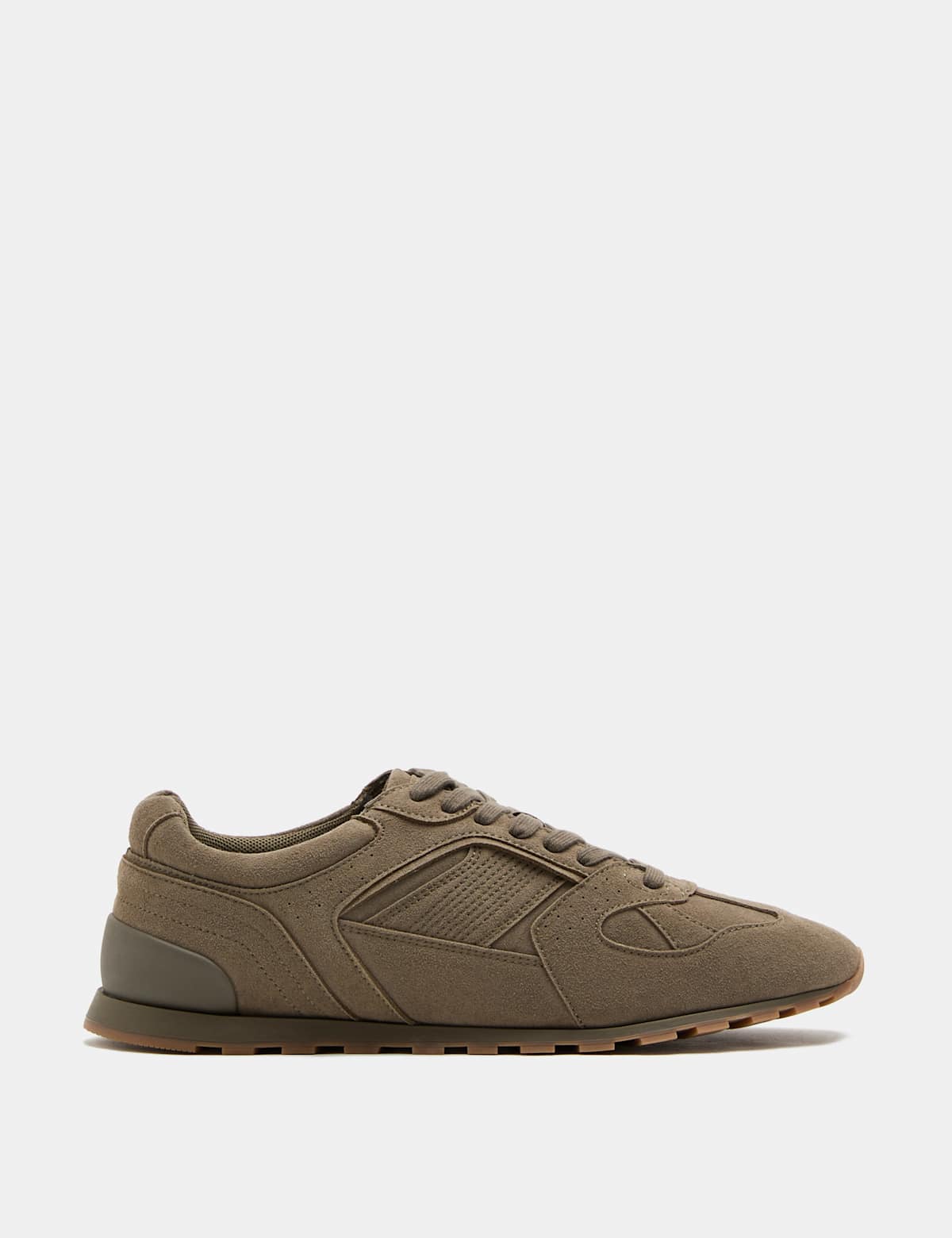 Men's Slim Lace Up Runner Trainers - Dark Brown | mens trainers | SAVINTARI