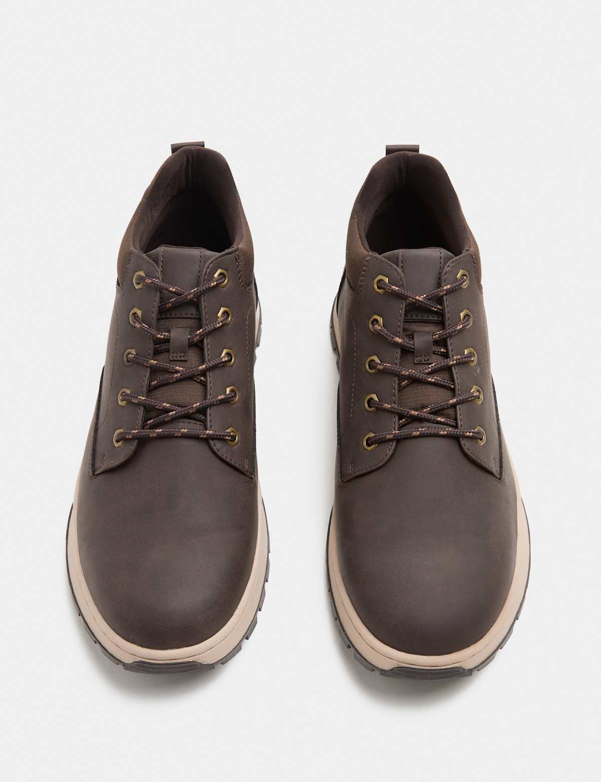 Men's Leather Casual Walking Boots - Brown | SAVINTARI