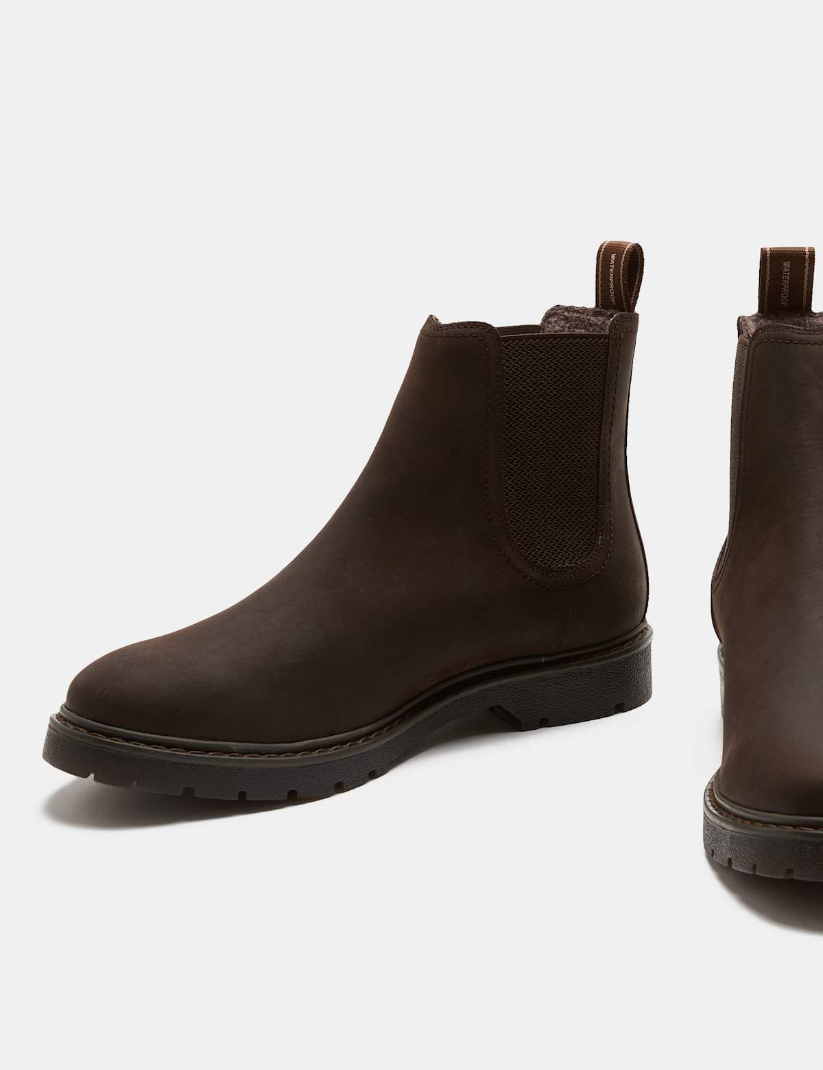 Men's Nubuck Waterproof Chelsea Boots - Dark Brown | SAVINTARI