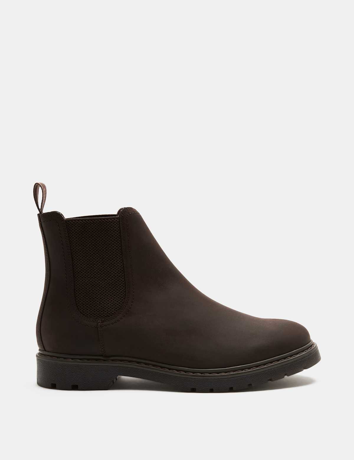 Men's Nubuck Waterproof Chelsea Boots - Dark Brown | SAVINTARI