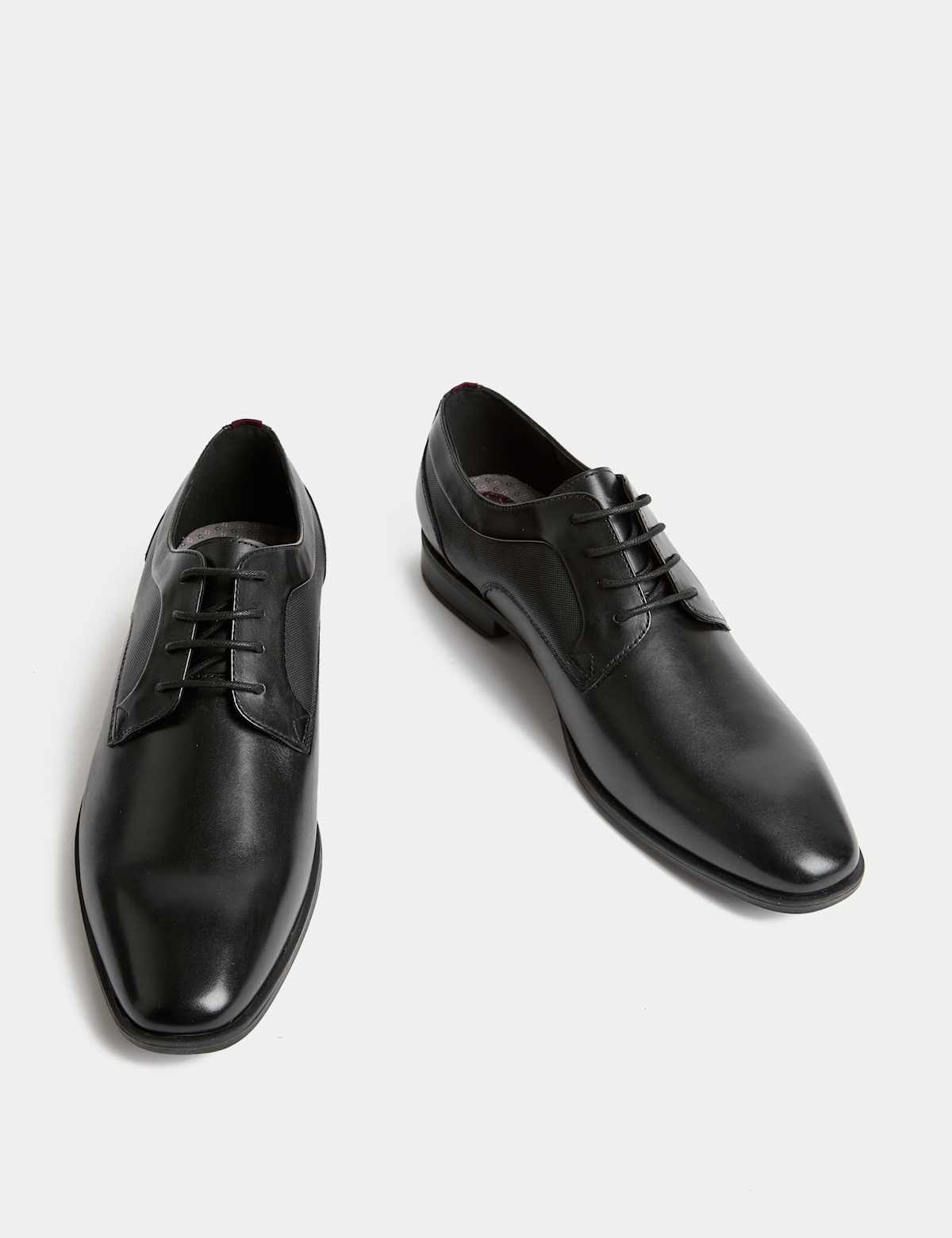Men's Leather Derby Shoes - Black | SAVINTARI