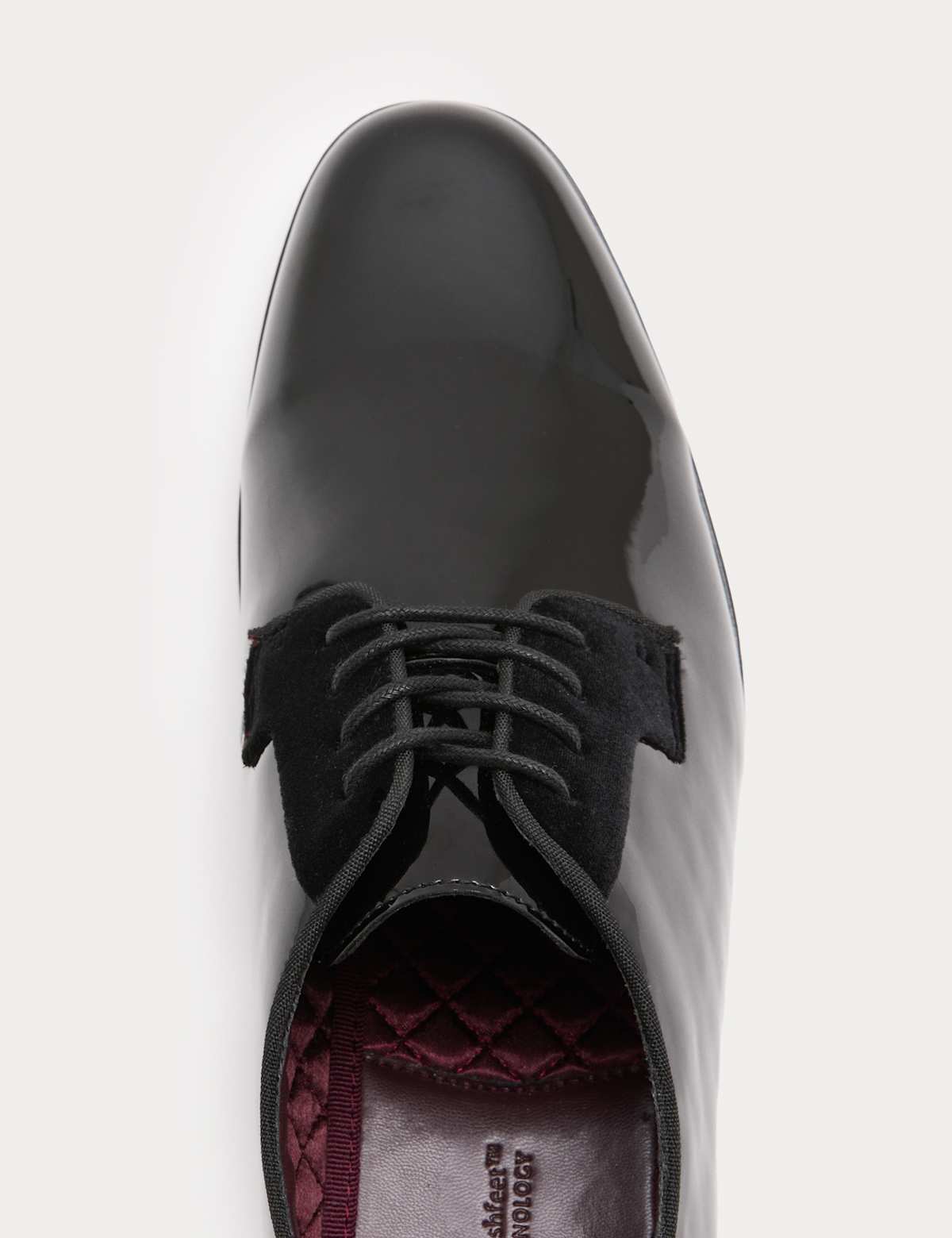 Men's Patent Derby Shoes - Black | SAVINTARI