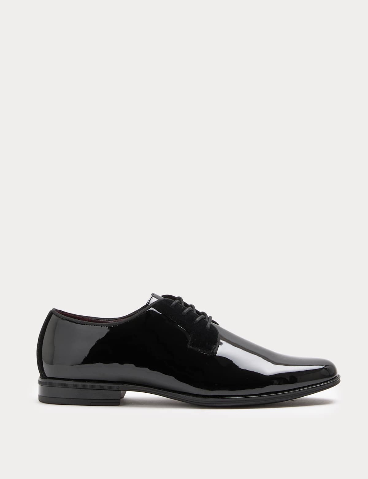 Men's Patent Derby Shoes - Black | SAVINTARI