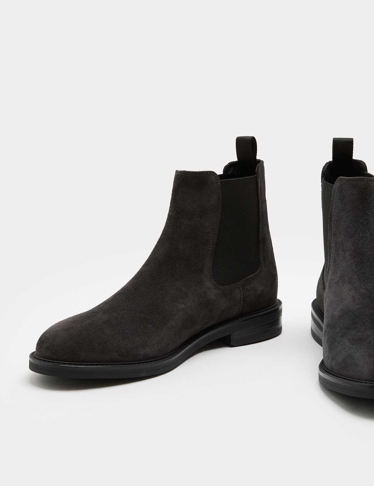 Men's Suede Chelsea Boots - Dark Brown | SAVINTARI