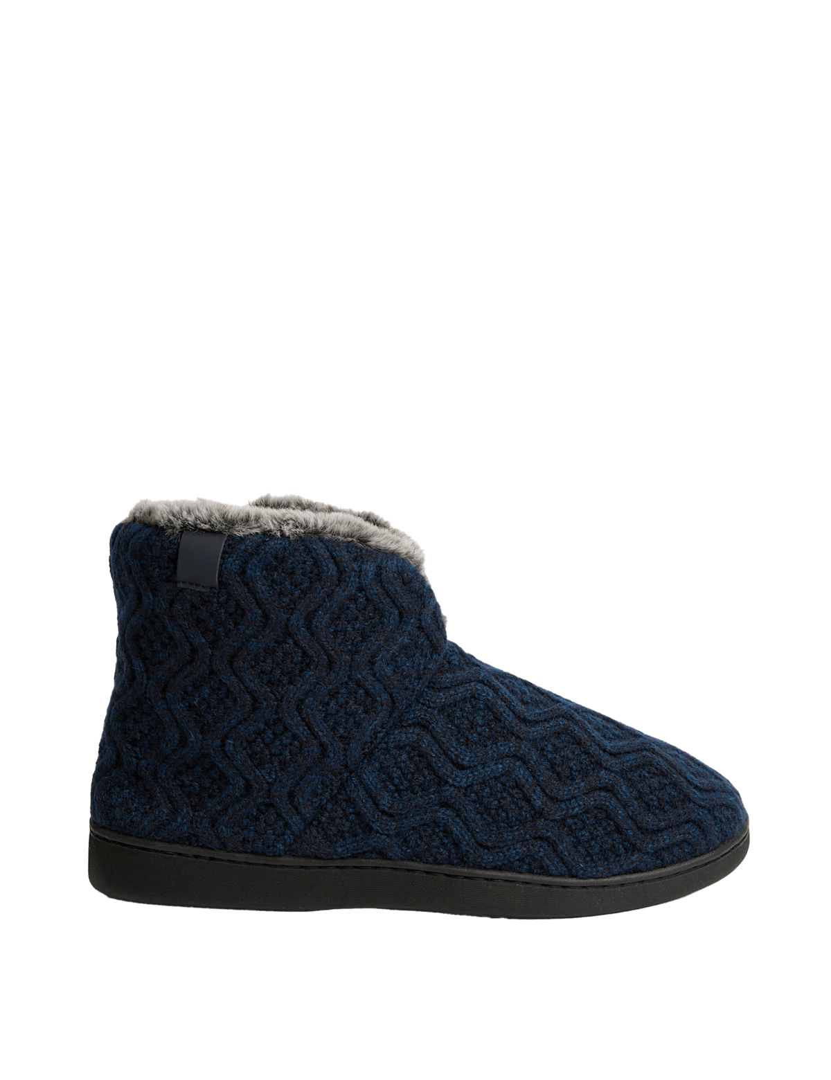 Men's Knitted Slipper Boots - Navy | SAVINTARI