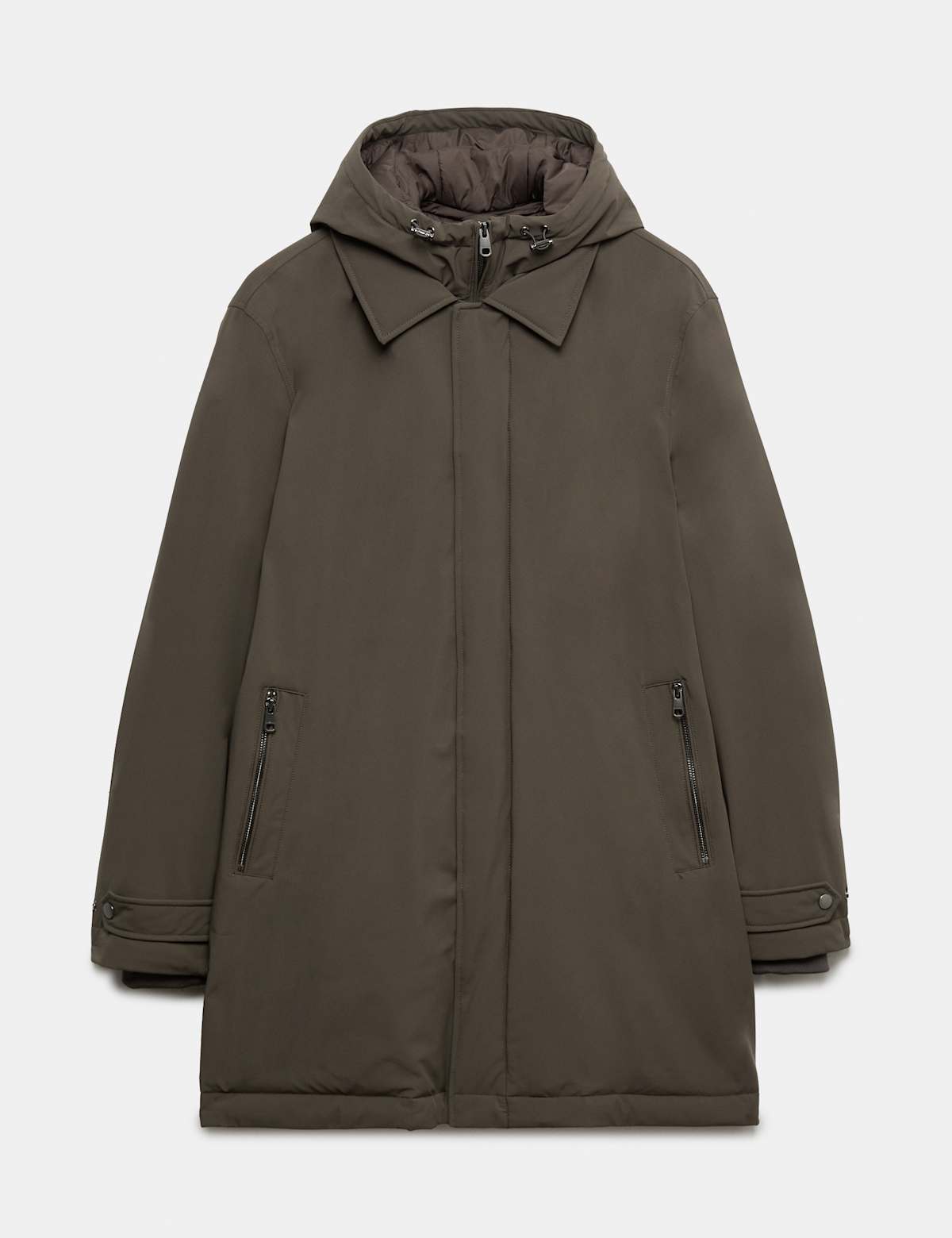 Women's Wadded Hybrid Mac With Removable Hood - Dark Navy | trench coat | SAVINTARI