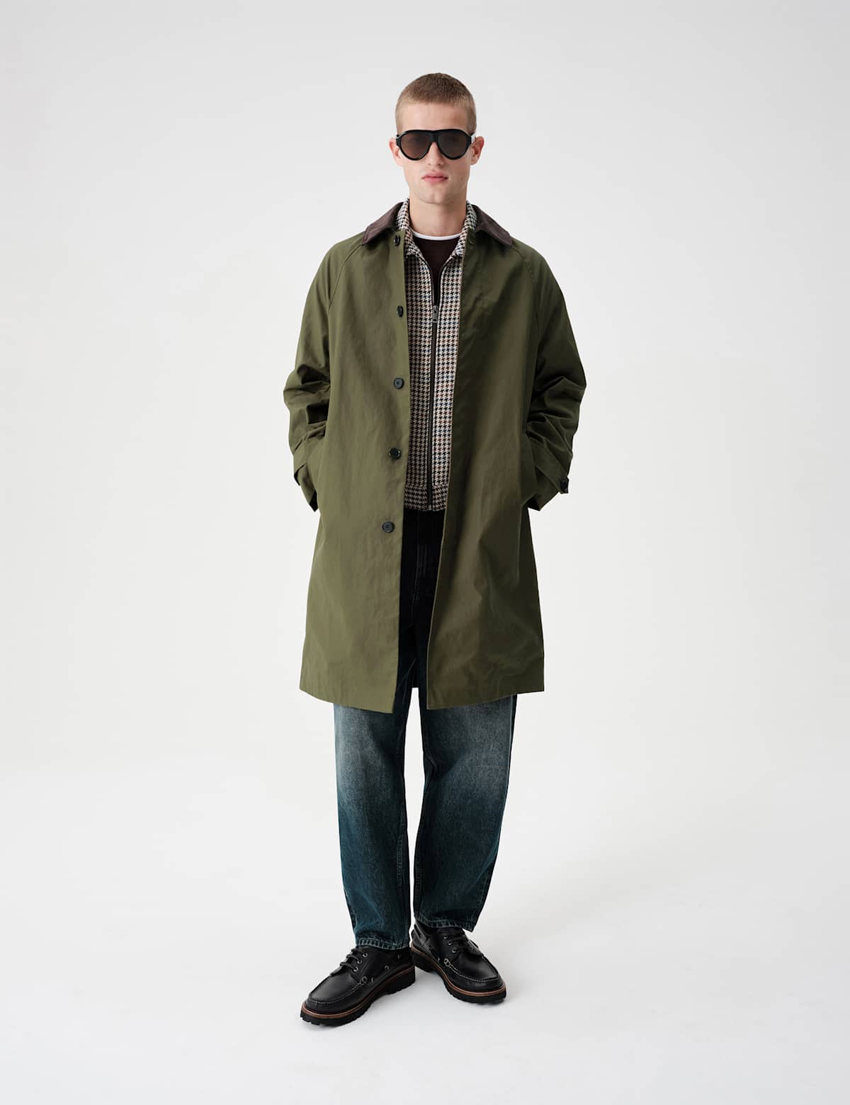 Women's Pure Cotton Waterproof Wax Mac - Green | trench coat | SAVINTARI