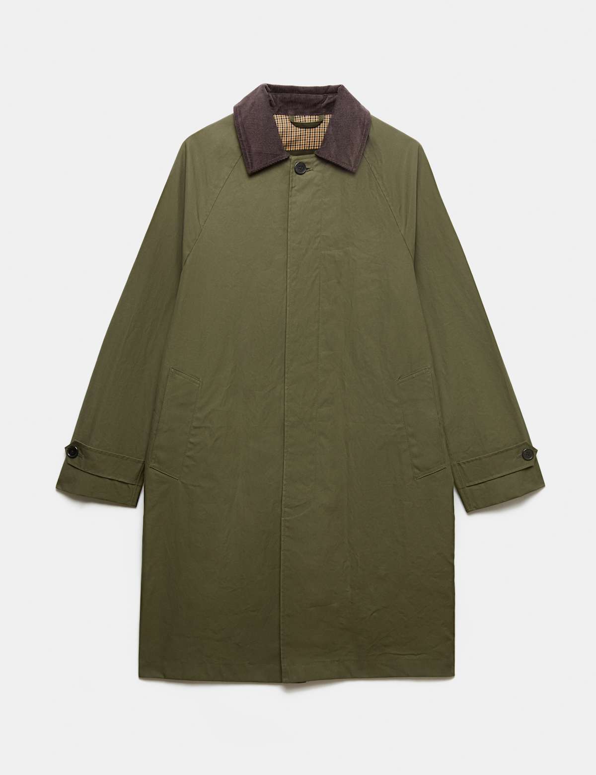 Women's Pure Cotton Waterproof Wax Mac - Green | trench coat | SAVINTARI