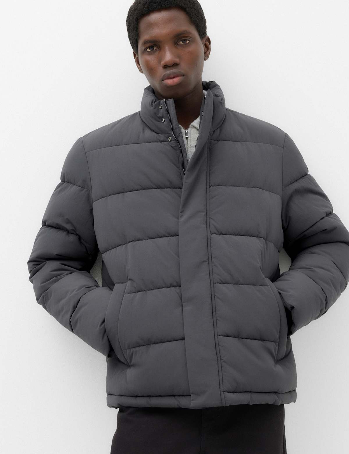 Women's Funnel Neck Puffer Jacket - Bitter Chocolate | puffer jacket | SAVINTARI