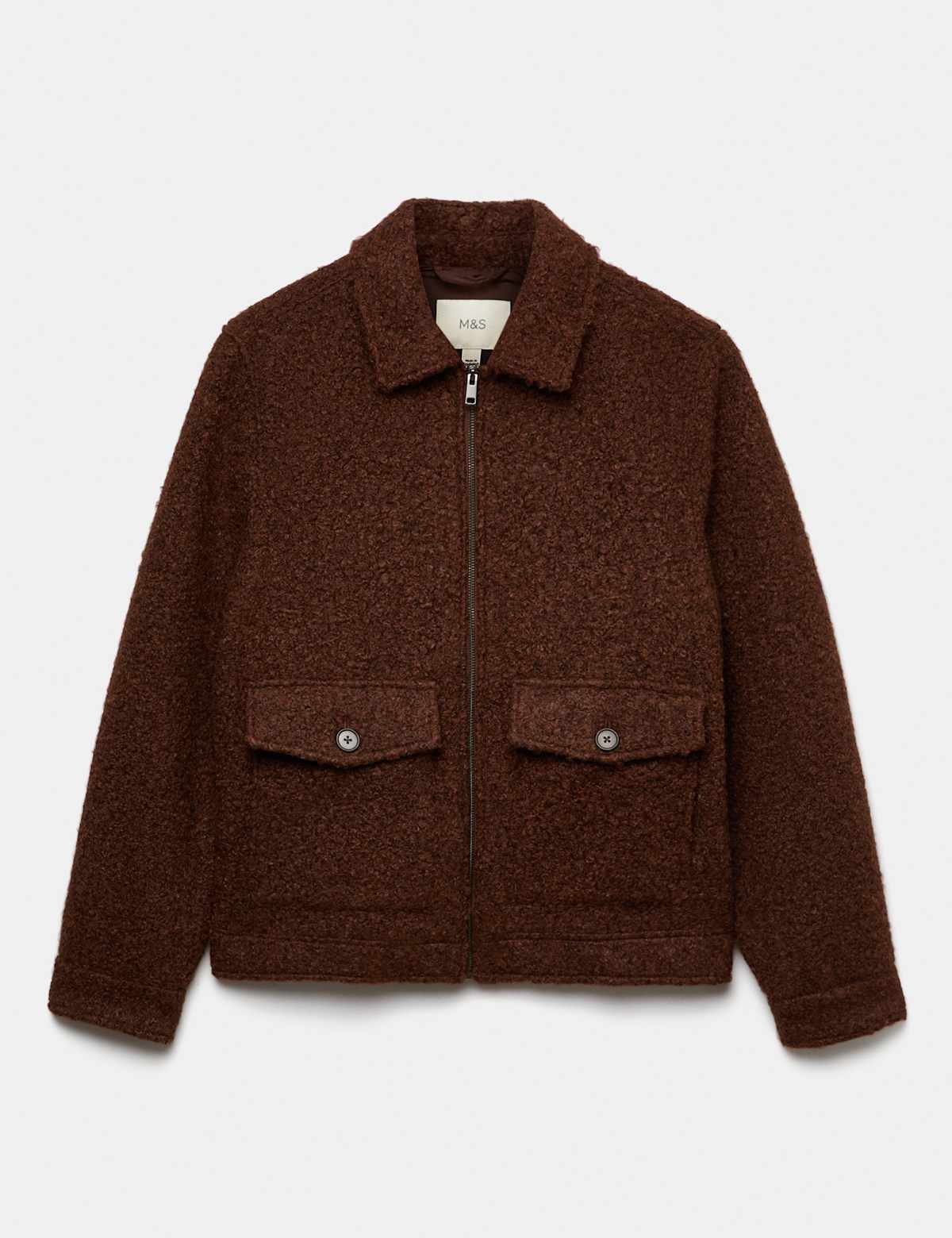 Women's Bouclé Zip Through Jacket - Black | quilted jacket | SAVINTARI