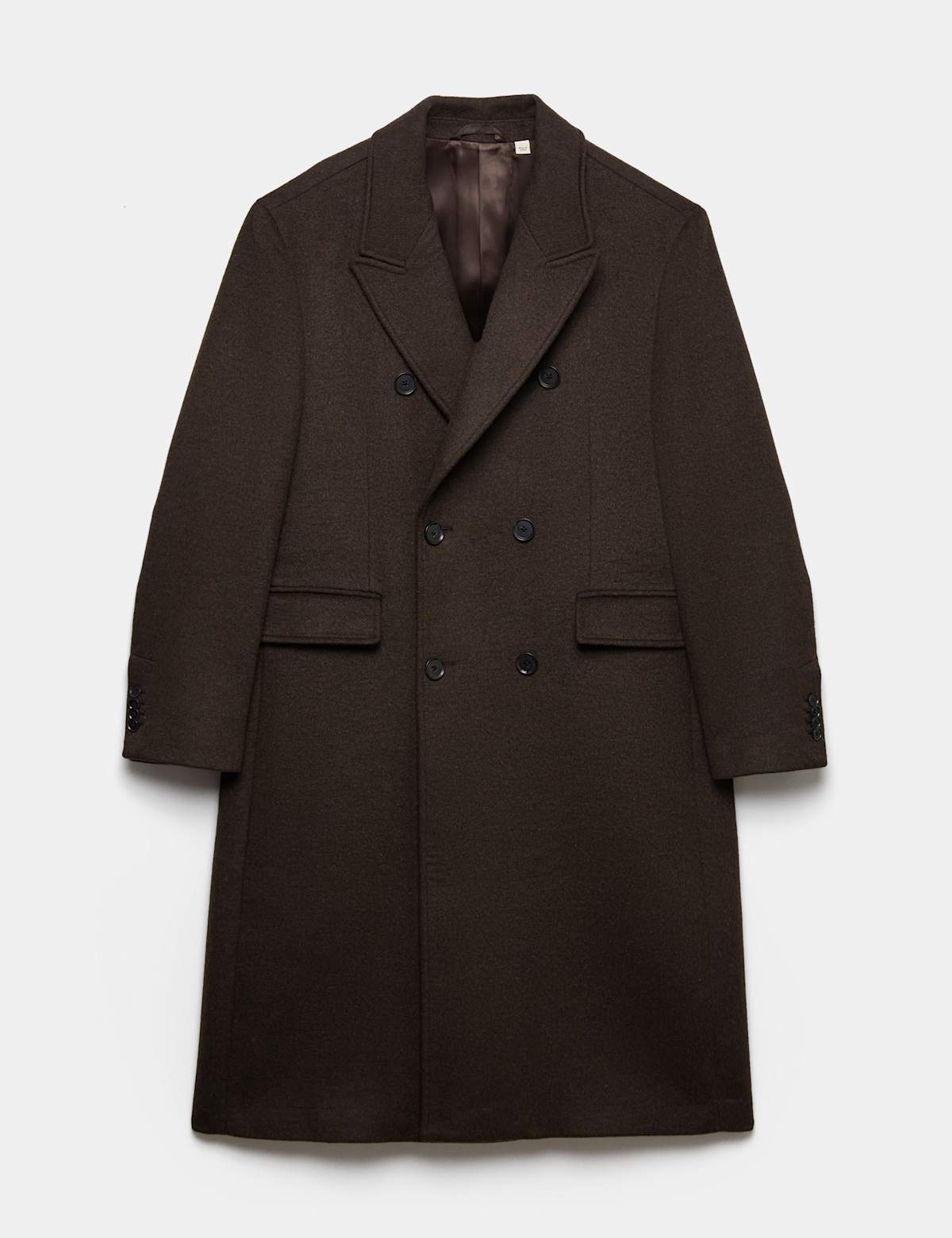 Women's Wool Blend Double Breasted Overcoat - Bitter Chocolate | womens coats | SAVINTARI