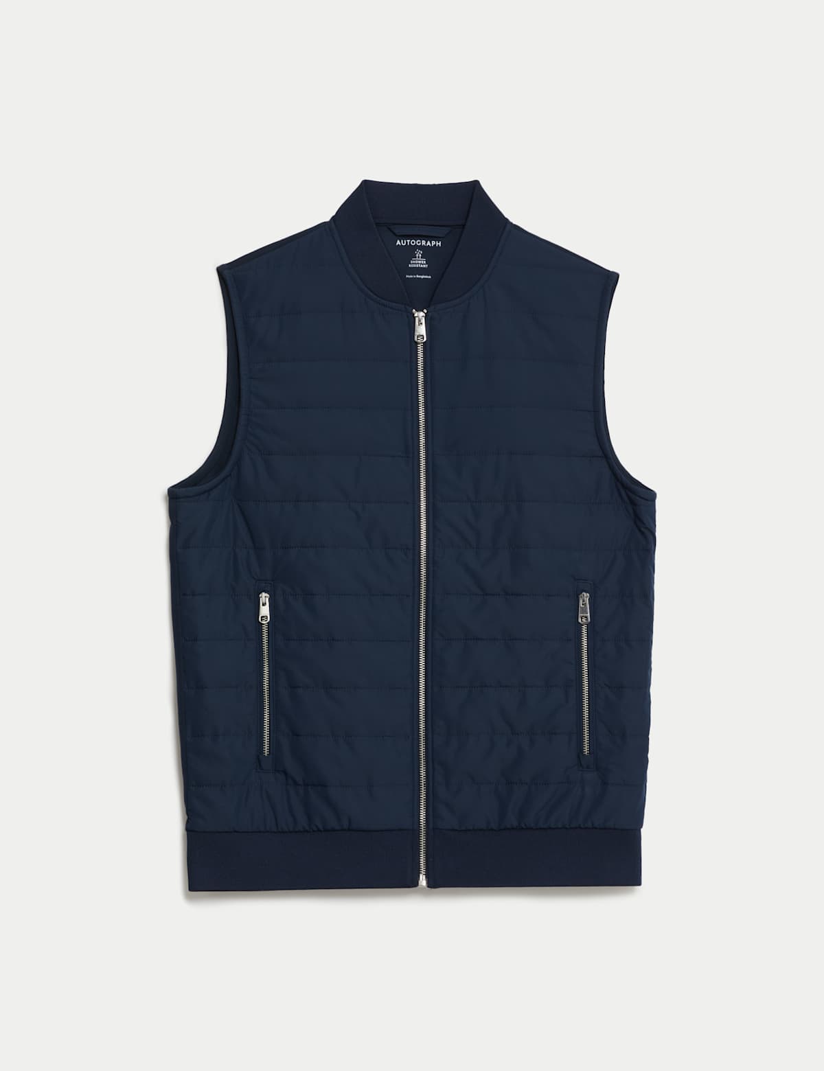Men's Cotton Rich Zip Up Quilted Gilet - Khaki | mens quilted jacket | SAVINTARI