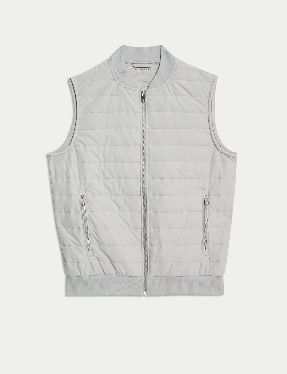 Men's Cotton Rich Zip Up Quilted Gilet - Khaki | mens quilted jacket | SAVINTARI