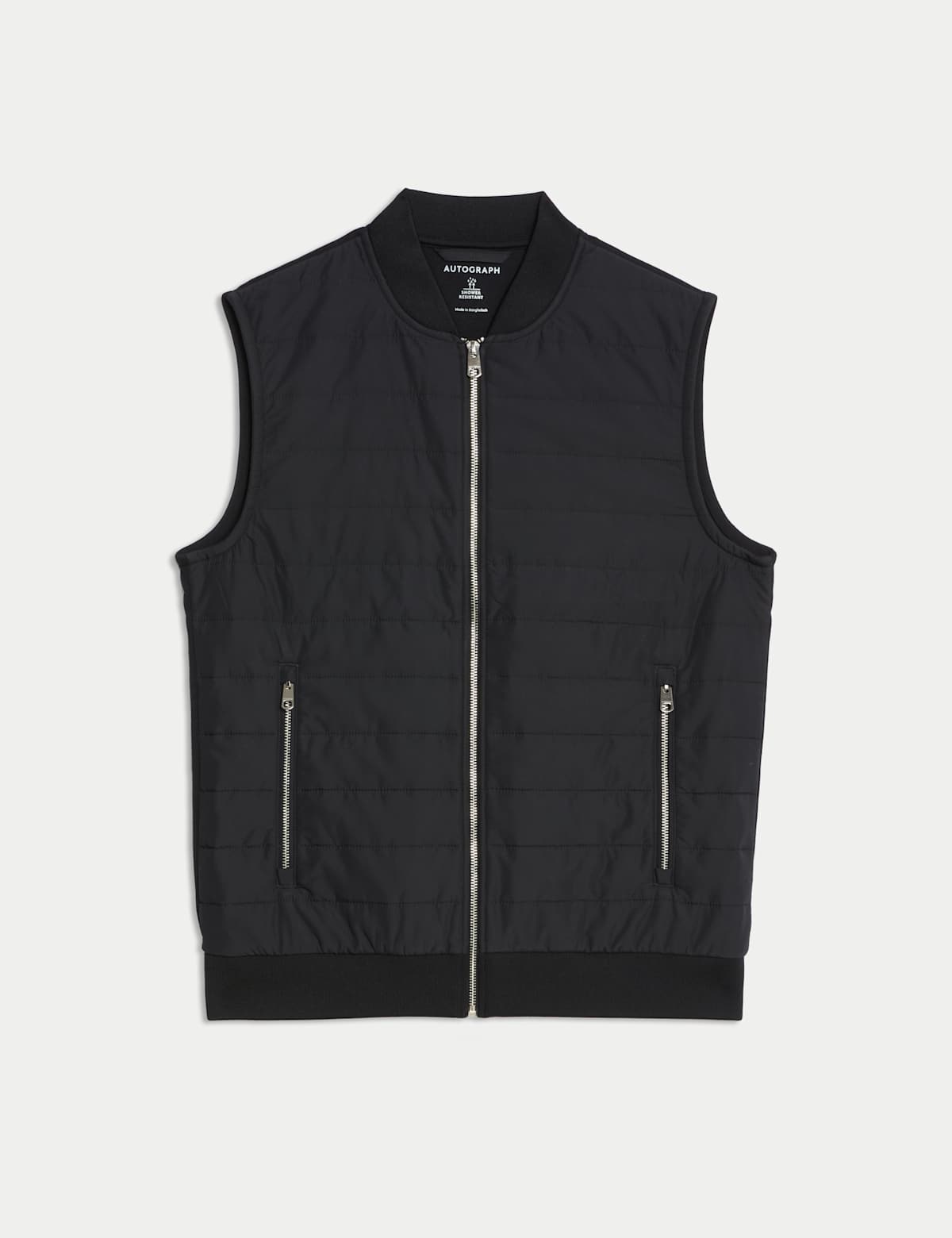 Men's Cotton Rich Zip Up Quilted Gilet - Khaki | mens quilted jacket | SAVINTARI