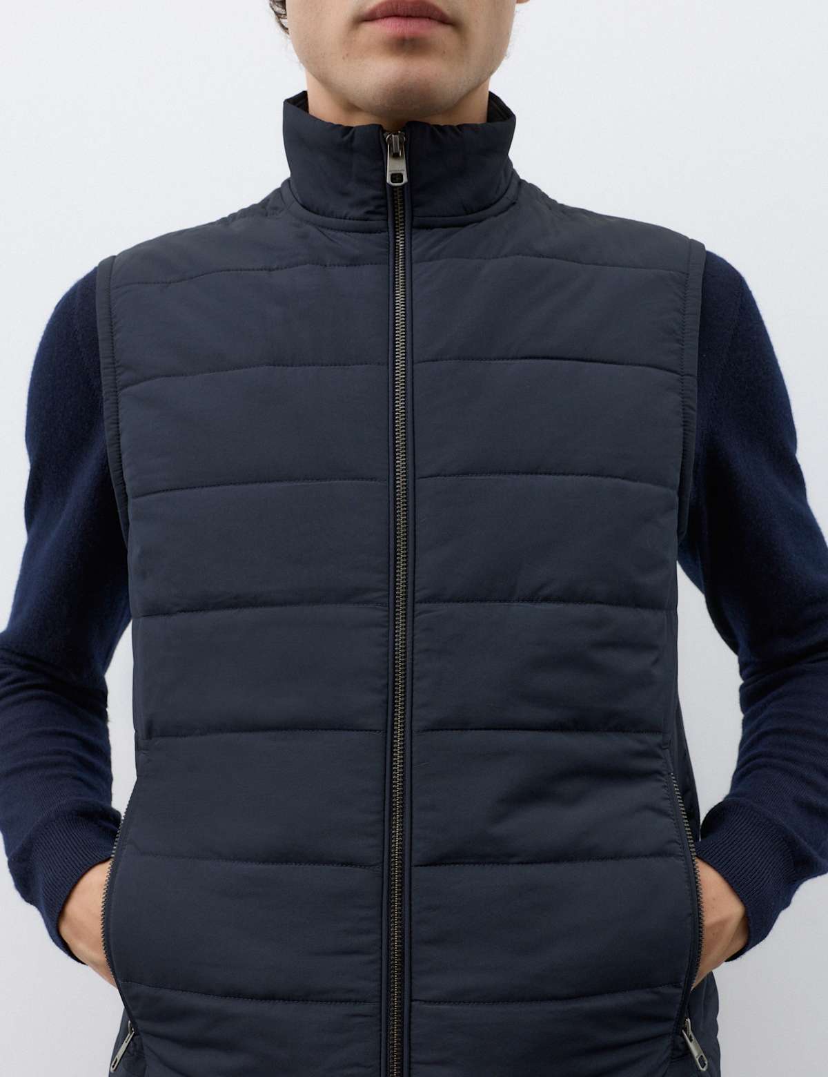 Women's Regular Fit Cotton Rich Hybrid Gilet - Dark Navy | gilet | SAVINTARI