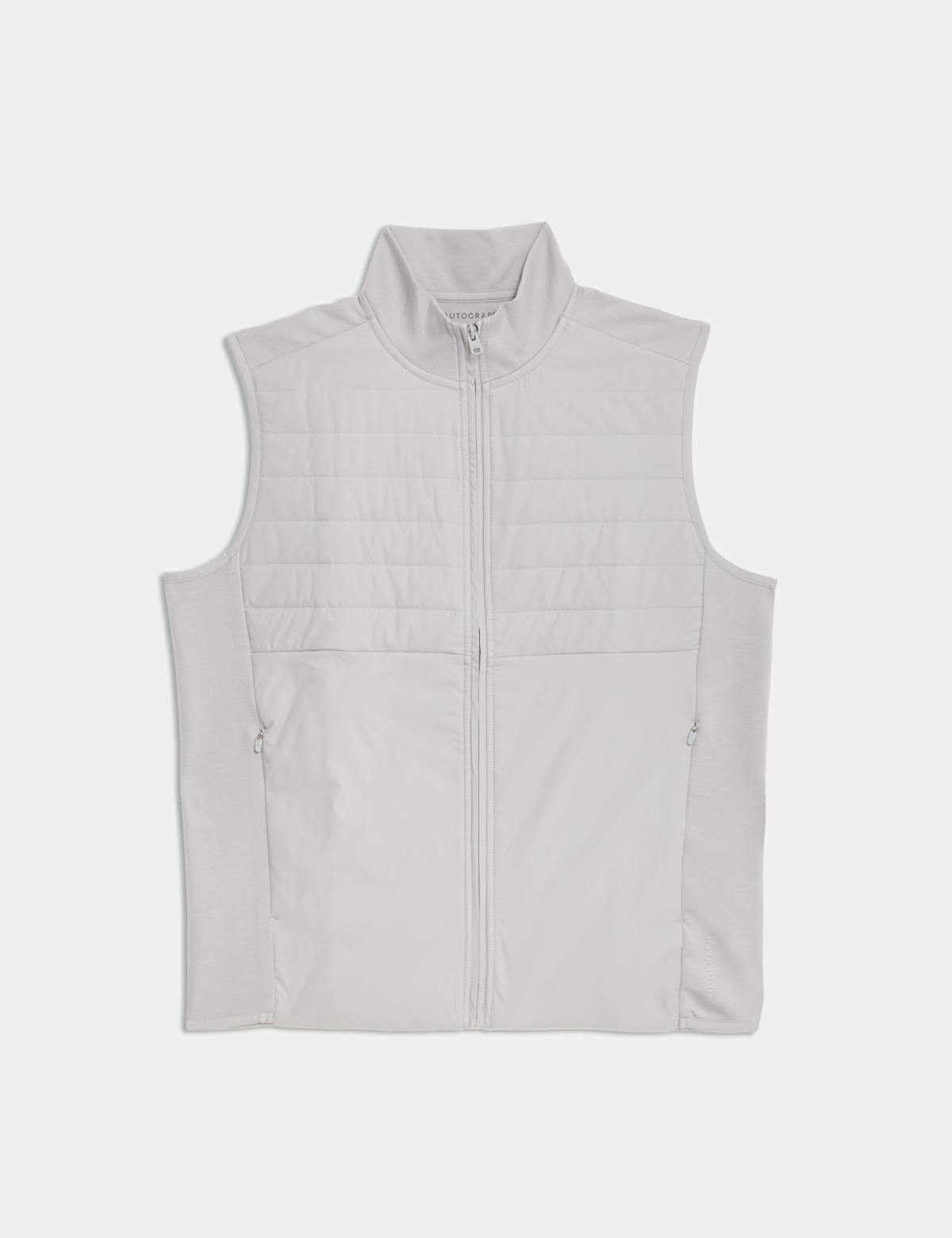 Women's Funnel Neck Quilted Gilet - Silver Grey | gilet | SAVINTARI