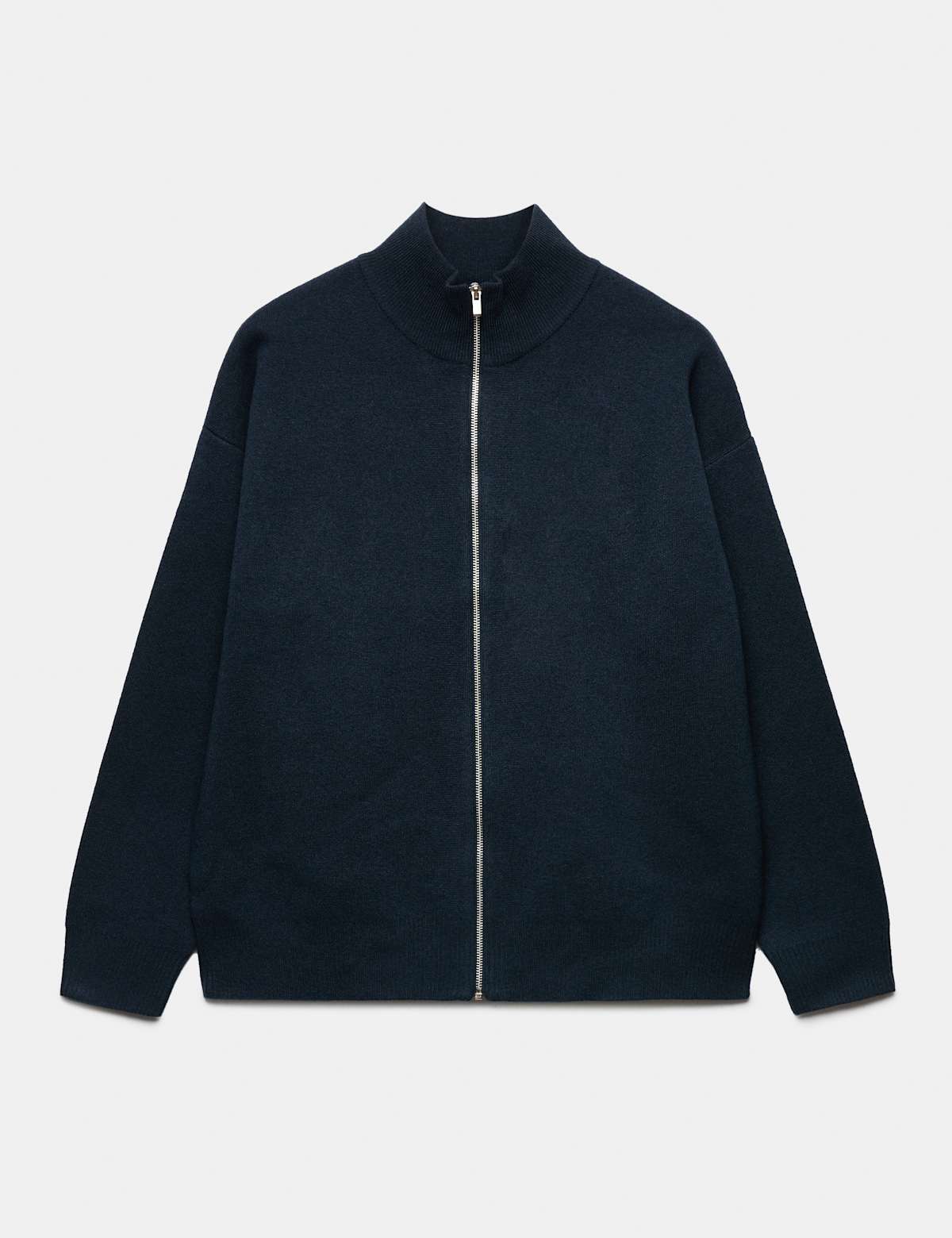 Women's Relaxed Fit Zip Through Funnel Neck Jacket - Grey Marl | hoodie | SAVINTARI