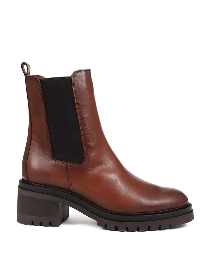 Women's Leather Chelsea Block Heel Ankle Boots - Brown | Autumn Ankle Boots | SAVINTARI