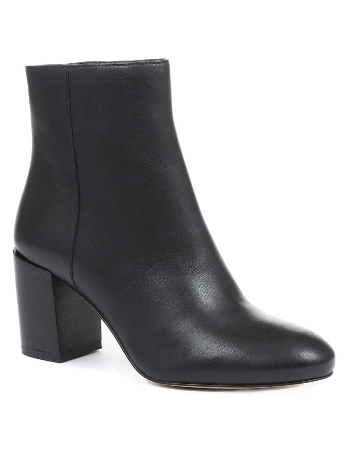 Women's Leather Block Heel Ankle Boots - Black | Autumn Ankle Boots | SAVINTARI