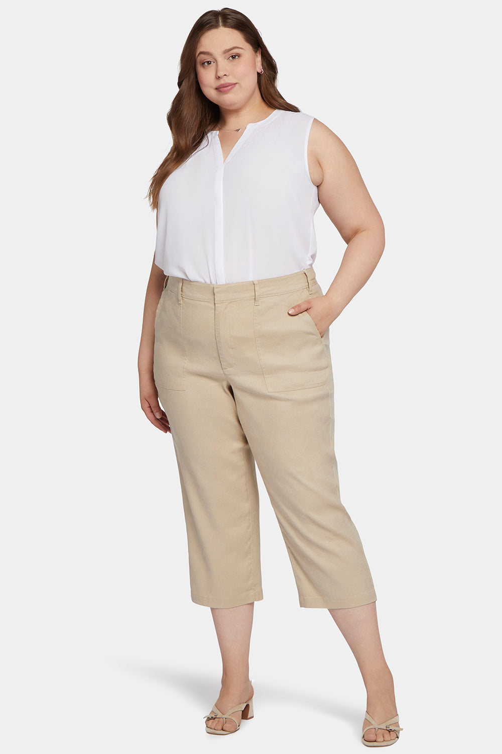 Utility Pants In Plus Size - Feather - women's trousers