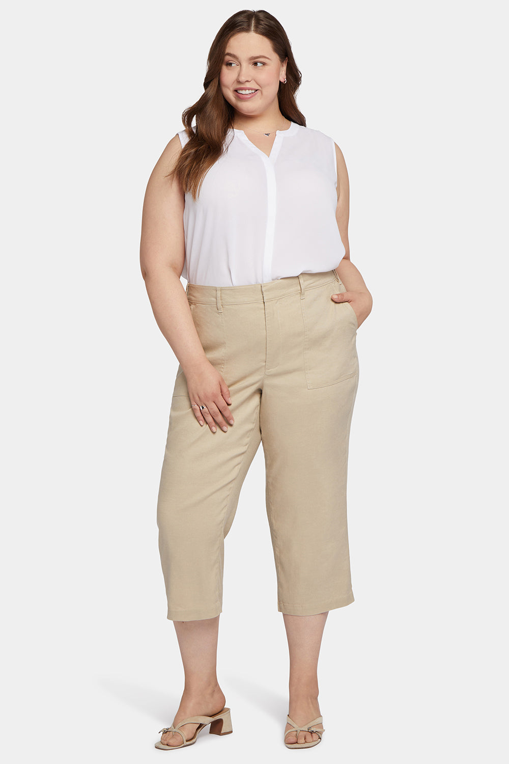 Utility Pants In Plus Size - Feather - women's trousers