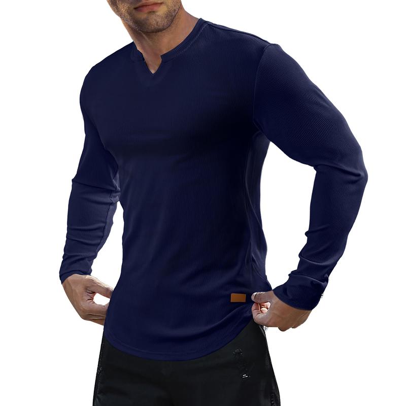 Camiseta hombre cuello en V slim fit canalé 6 | SAVINTARI
