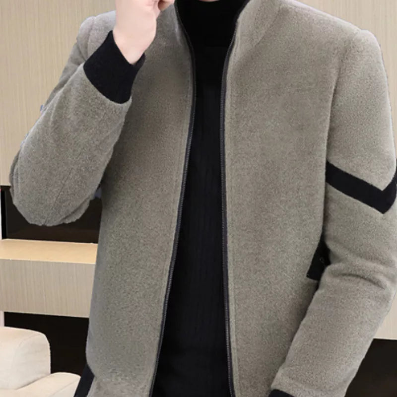 Men's New Arrival Winter Thickened Lined Tweed Coat - Black | SAVINTARI