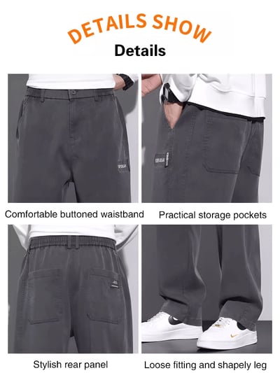 Men's loose, trendy and versatile straight-leg casual pants - Black | SAVINTARI