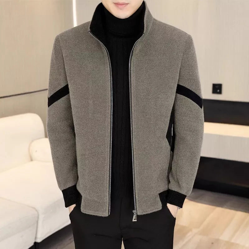 Men's New Arrival Winter Thickened Lined Tweed Coat - Black | SAVINTARI