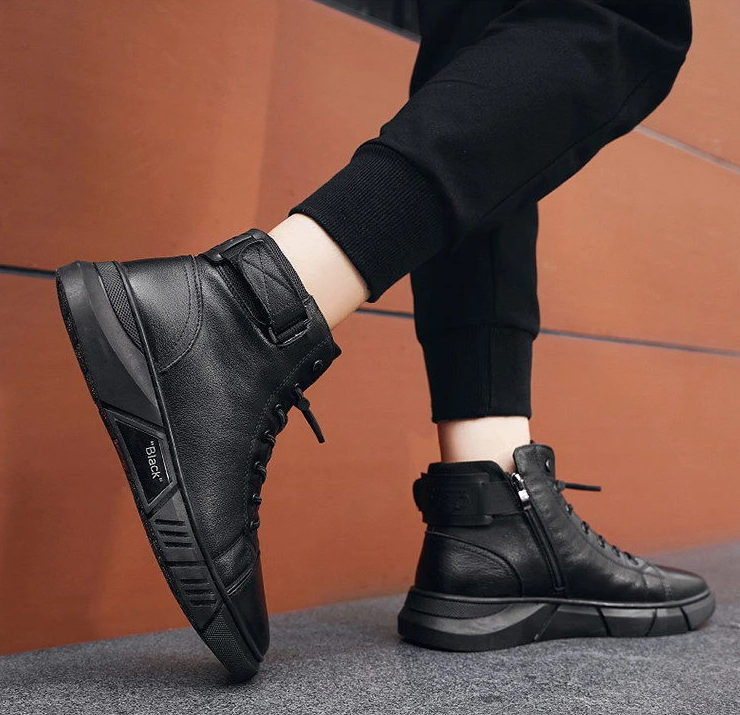 Men's Quality Leather Shoes - Navy | SAVINTARI