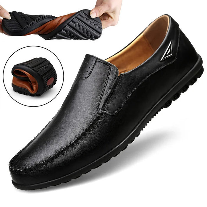 Men's Genuine Leather Loafers Shoes - Red-brown | Everyday Shoes | SAVINTARI