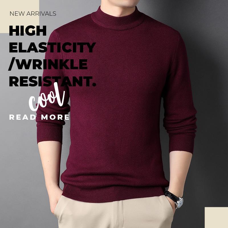 Men's Slim Fit Turtleneck Sweater - Khaki | SAVINTARI