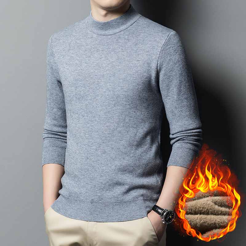 Men's Slim Fit Turtleneck Sweater - Khaki | SAVINTARI
