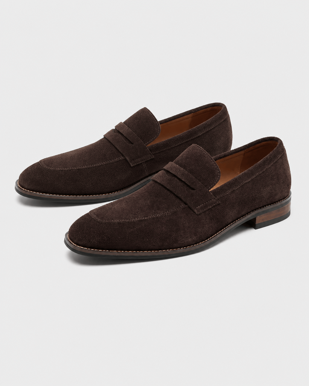 Men's Suede Penny Loafers in Dark Brown | mens suede loafers | SAVINTARI