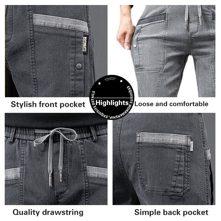 Men's Loose Large Pocket Casual Pants （50 - Gray | SAVINTARI