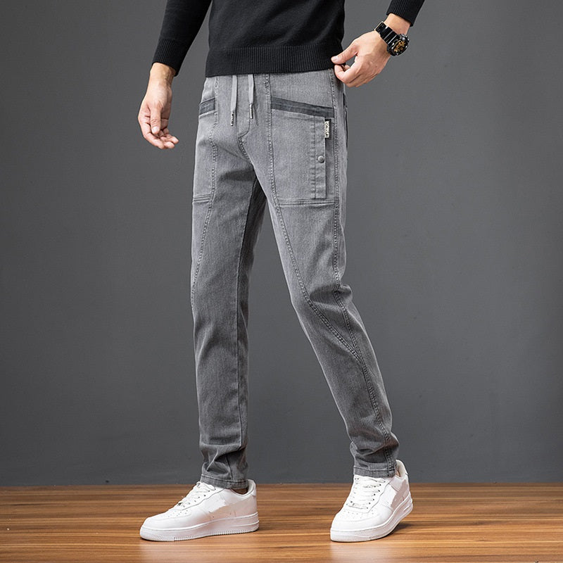 Men's Loose Large Pocket Casual Pants （50 - Gray | SAVINTARI