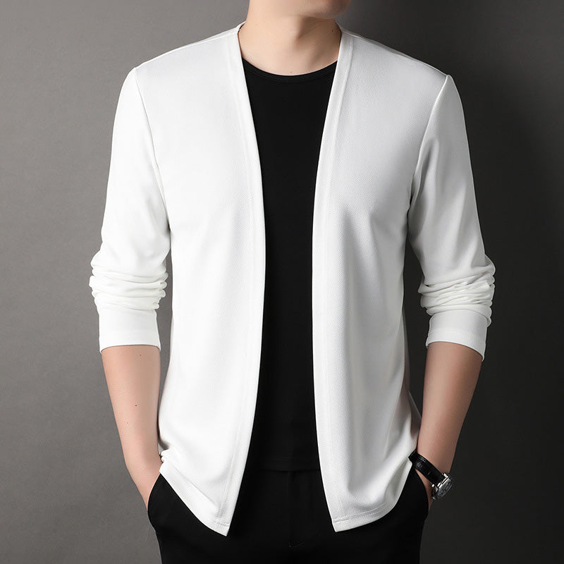 Men's [perfect gift] Fall Simple Casual Cardigan（50 - White | SAVINTARI