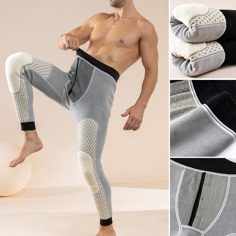 Men's Graphene Heating Knee Pads Warm Pants - Black | SAVINTARI