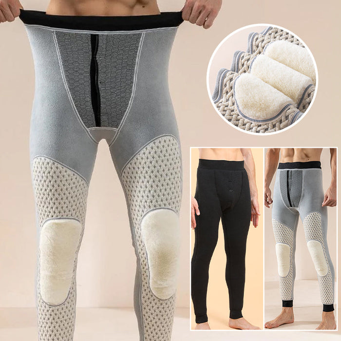 Men's Graphene Heating Knee Pads Warm Pants - Black | Smart Casual Trousers | SAVINTARI