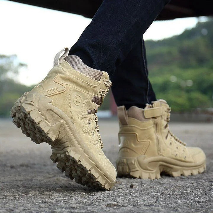 Men's Men Outdoor Waterproof Non-Slip Hiking Boots Combat Boots - 1201-Khaki | SAVINTARI