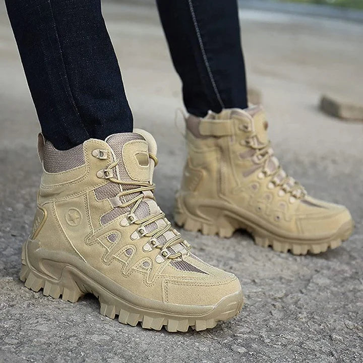 Men's Men Outdoor Waterproof Non-Slip Hiking Boots Combat Boots - 1201-Khaki | SAVINTARI