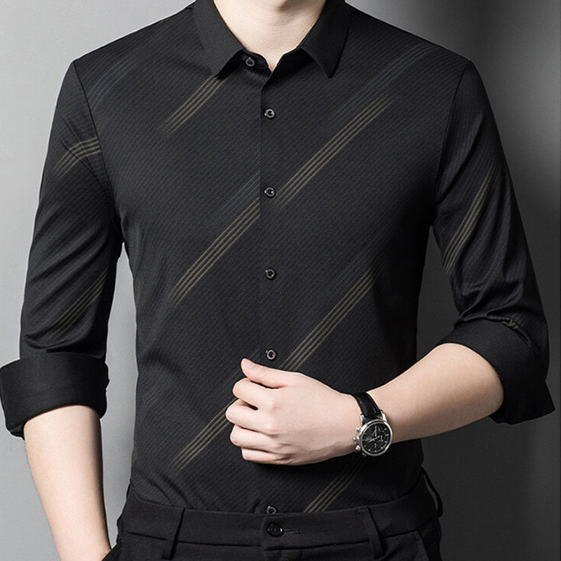 Men's 2024 New Year's Hot Sale - Business Casual Shirt（50 - Navy | SAVINTARI